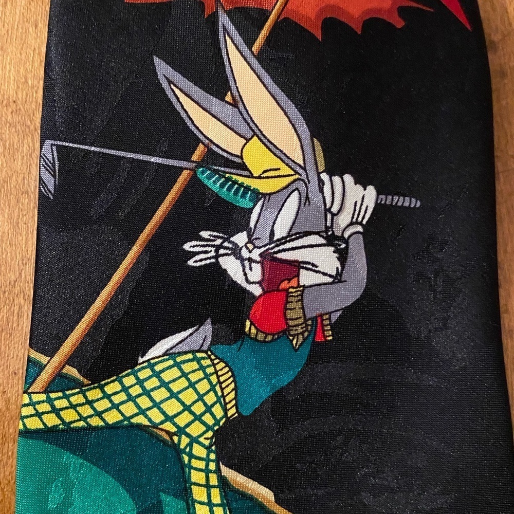 Vtg Looney Tunes Tie Necktie Bugs Bunny Tasmanian Devil Yosemite Sam 58”